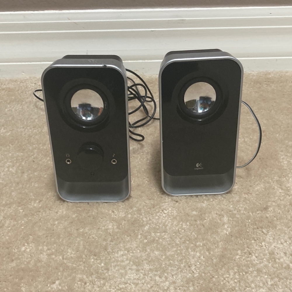Logitech Black and Silver Portable Speakers